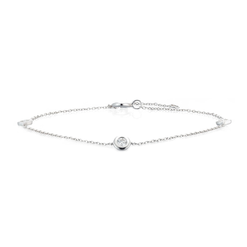 Main Image 1 of 9ct White Gold 0.15ct Diamond Rubover Bracelet