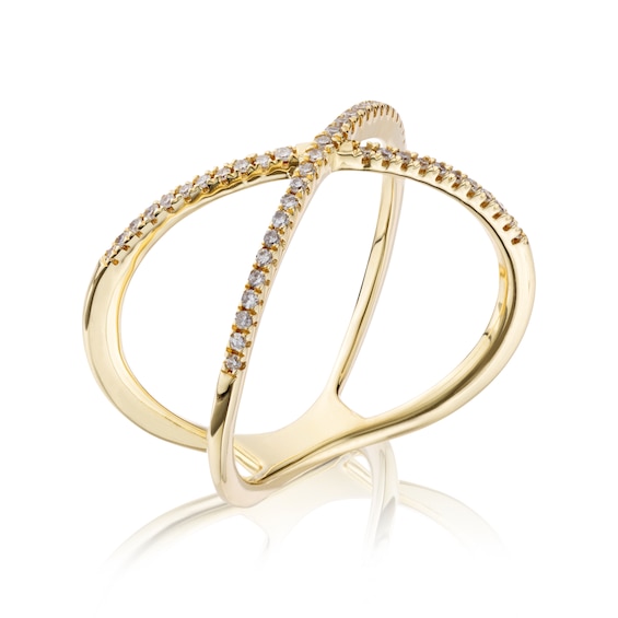 9ct Yellow Gold 0.14ct Diamond Crossover Ring