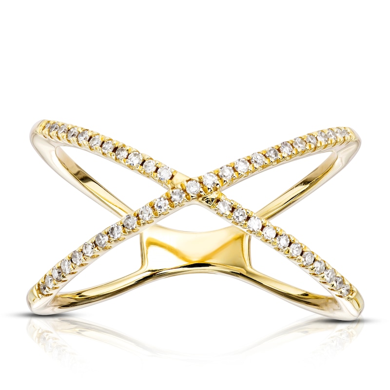 9ct Yellow Gold 0.14ct Diamond Crossover Ring