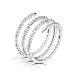 9ct White Gold 0.25ct Diamond Spiral Ring