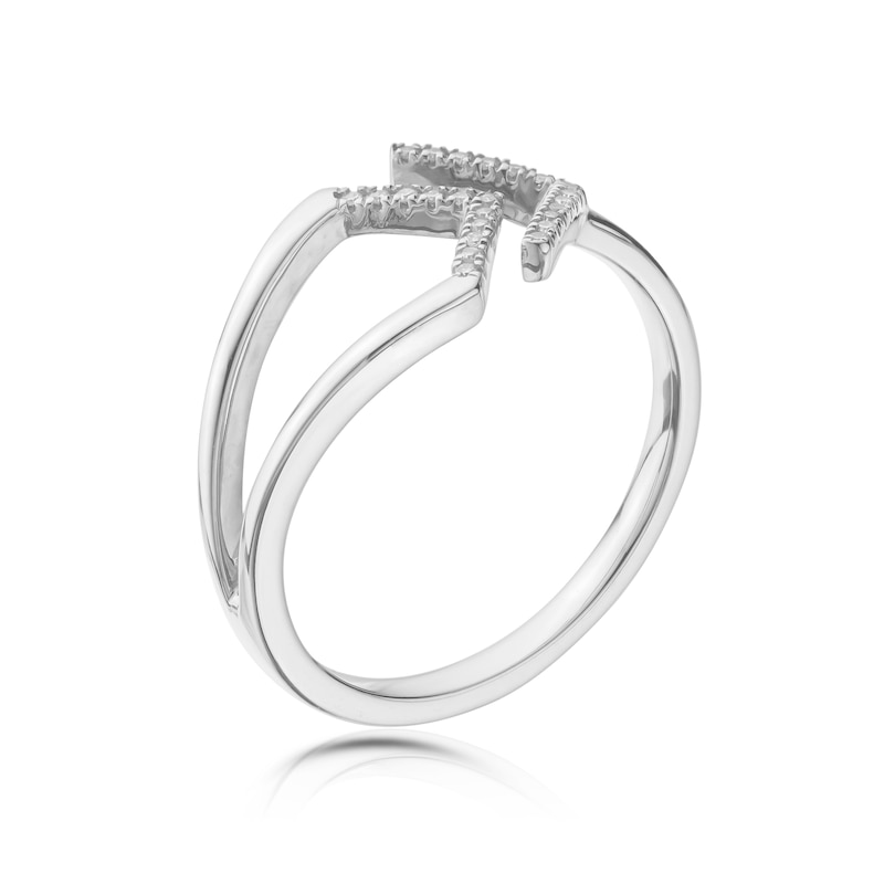 Main Image 1 of 9ct White Gold Diamond Pavé Open Arrow Ring