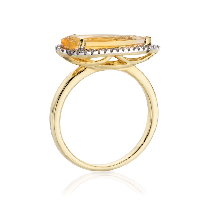 Main Image 2 of 9ct Yellow Gold Citrine 0.15ct Diamond Ring
