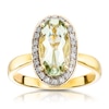 Thumbnail Image 3 of 9ct Yellow Gold 0.15ct Diamond Green Amethyst Oval Ring