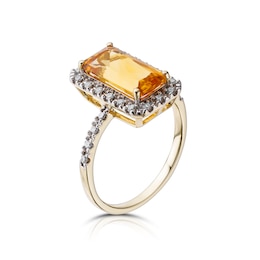 9ct Yellow Gold 0.20ct Diamond Citrine Ring
