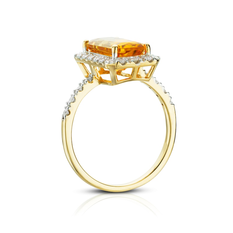 9ct Yellow Gold 0.20ct Diamond Citrine Ring