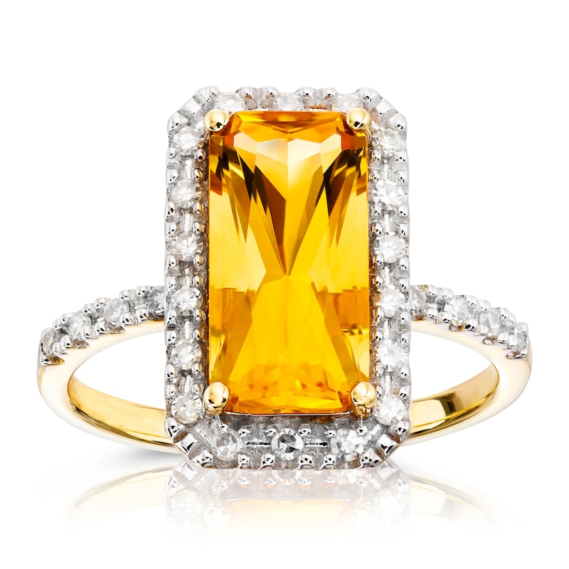 9ct Yellow Gold 0.20ct Diamond Citrine Ring