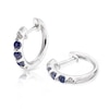 Thumbnail Image 1 of 9ct White Gold Diamond & Sapphire Hoop Earrings