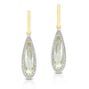 Thumbnail Image 1 of 9ct Yellow Gold Green Amethyst 0.15ct Diamond Drop Earrings