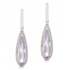 Thumbnail Image 1 of 9ct White Gold Pink Amethyst 0.15ct Diamond Drop Earrings
