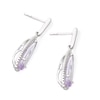 Thumbnail Image 2 of 9ct White Gold Pink Amethyst 0.15ct Diamond Drop Earrings