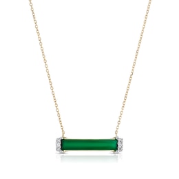9ct Yellow Gold Diamond Green Onyx Baguette Pendant