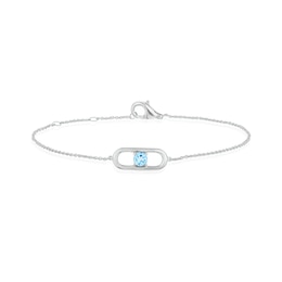 Silver Blue Topaz Oval Bracelet
