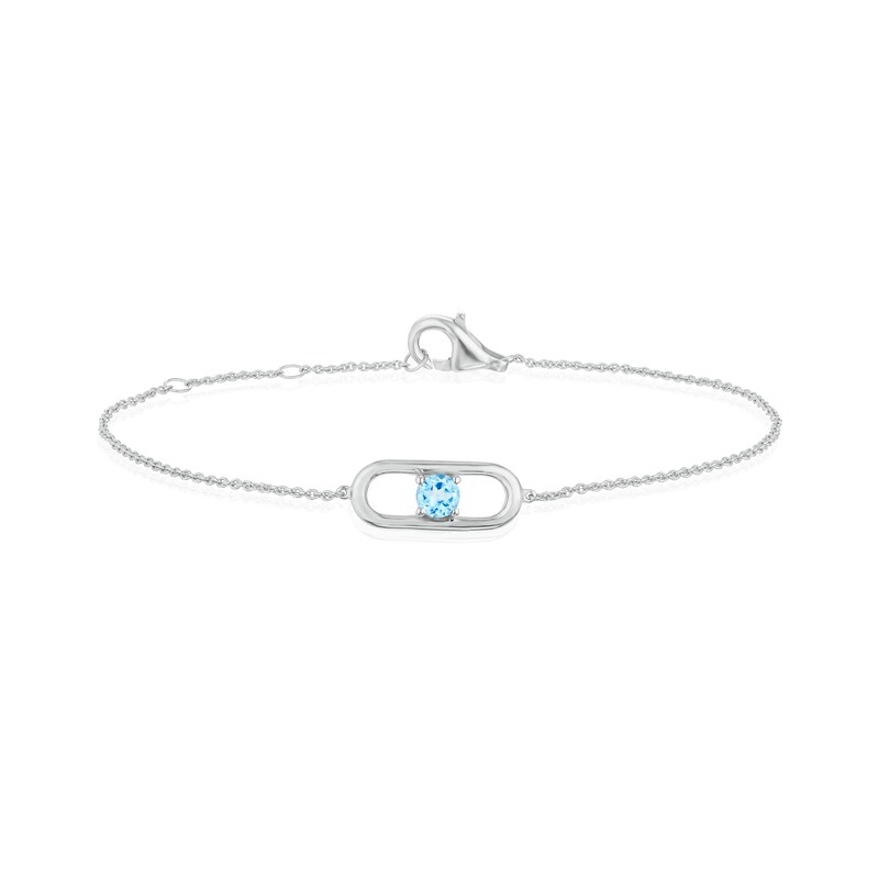 Sterling Silver 7 Inch Blue Topaz Oval Bracelet