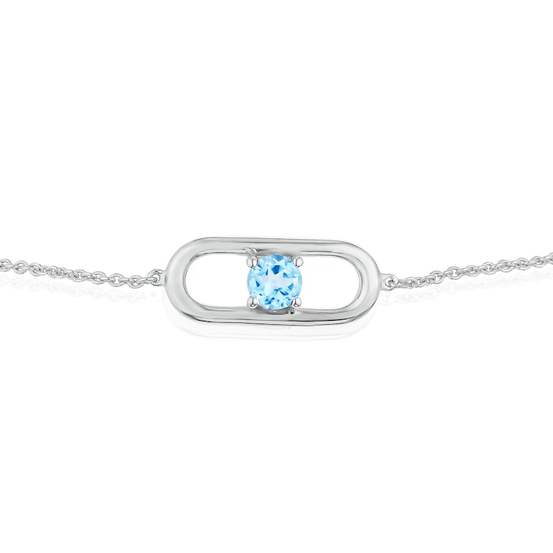 Sterling Silver 7 Inch Blue Topaz Oval Bracelet