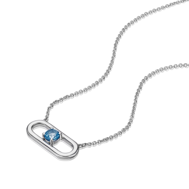 Silver Blue Topaz Oval Necklace