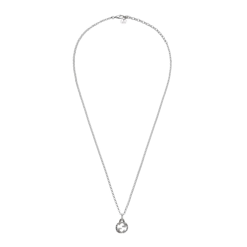 Gucci Interlocking G Textured Silver Pendant | Ernest Jones