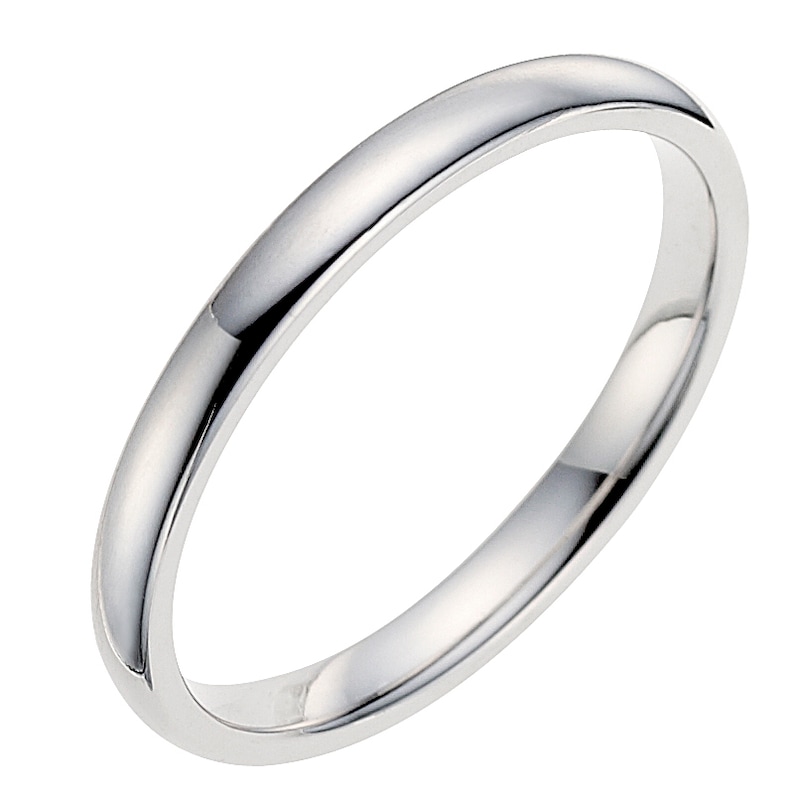 14ct White Gold Extra Heavyweight D Shape Wedding Ring 2mm