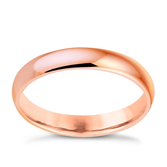 14ct Rose Gold Extra Heavyweight D Shape Ring 3mm