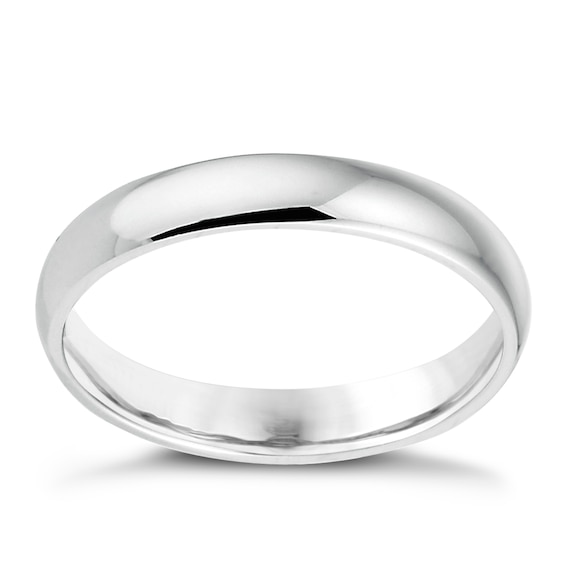14ct White Gold Extra Heavyweight D Shape Wedding Ring 3mm