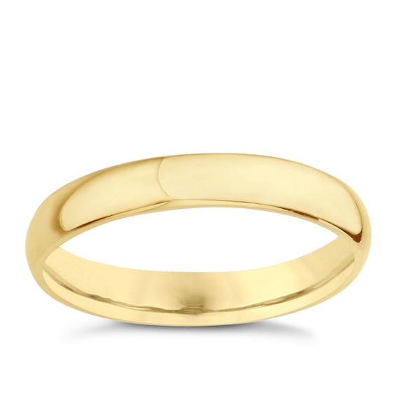 14ct Yellow Gold Extra Heavyweight D Shape Ring 3mm
