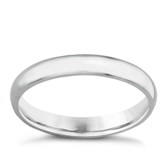 14ct White Gold Extra Heavyweight Court Ring 3mm