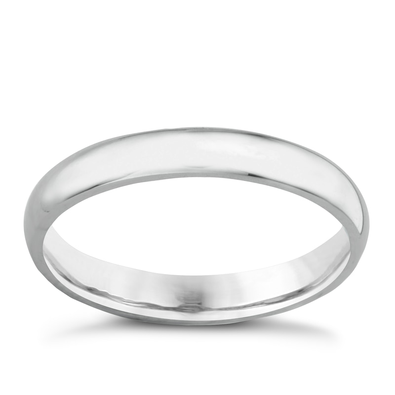 14ct White Gold Extra Heavyweight Court Ring 3mm