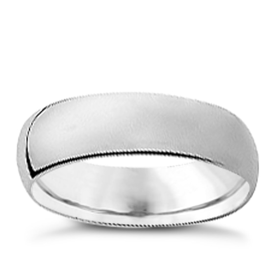 14ct White Gold Super Heavyweight Court Ring 6mm