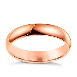 14ct Rose Gold Extra Heavyweight D Shape Ring 4mm