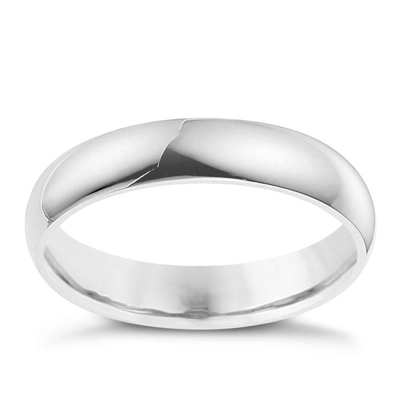 14ct White Gold Extra Heavyweight D Shape Wedding Ring 4mm
