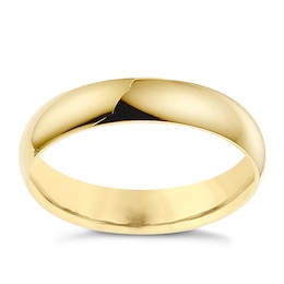 14ct Yellow Gold Extra Heavyweight D Shape Ring 4mm