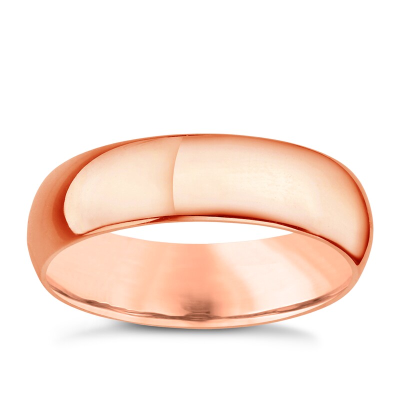 Main Image 1 of 14ct Rose Gold Extra Heavyweight D Shape Ring 5mm