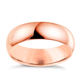 14ct Rose Gold Extra Heavyweight D Shape Ring 6mm