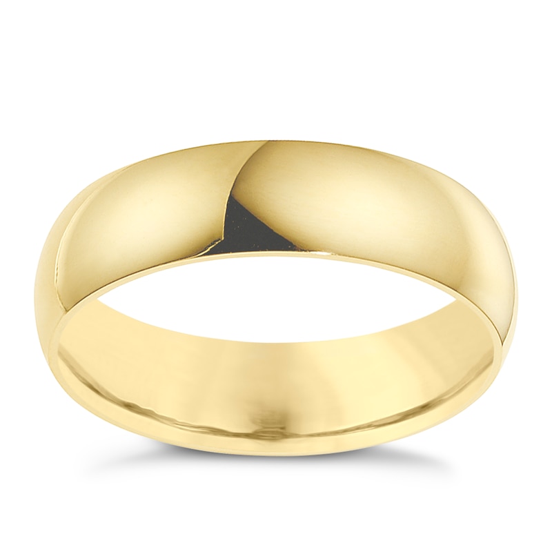 14ct Yellow Gold Extra Heavyweight D Shape Ring 6mm