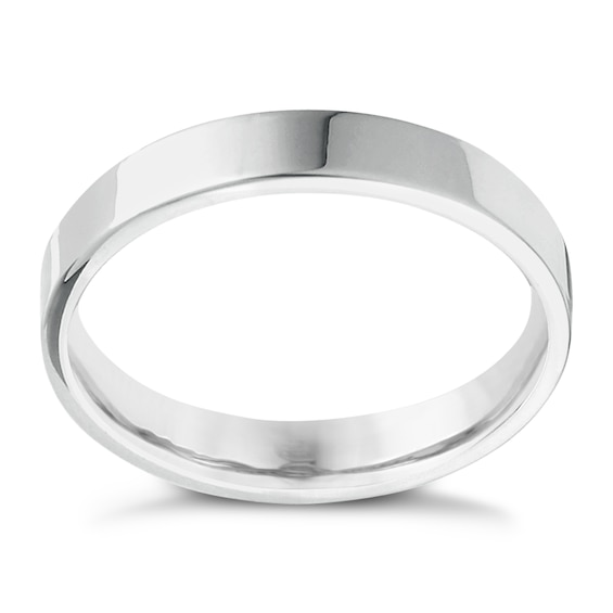 14ct White Gold Extra Heavyweight Flat Court Ring 4mm
