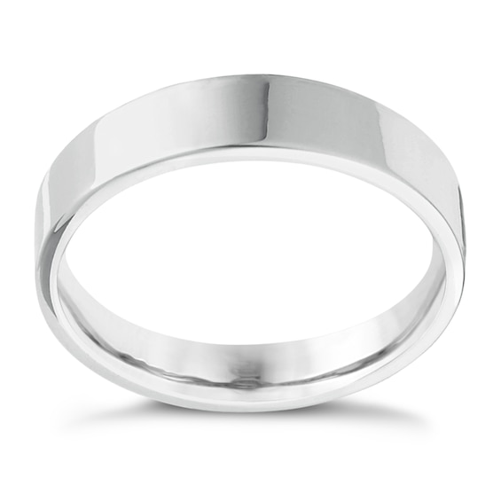 14ct White Gold Extra Heavyweight Flat Court Ring 8mm