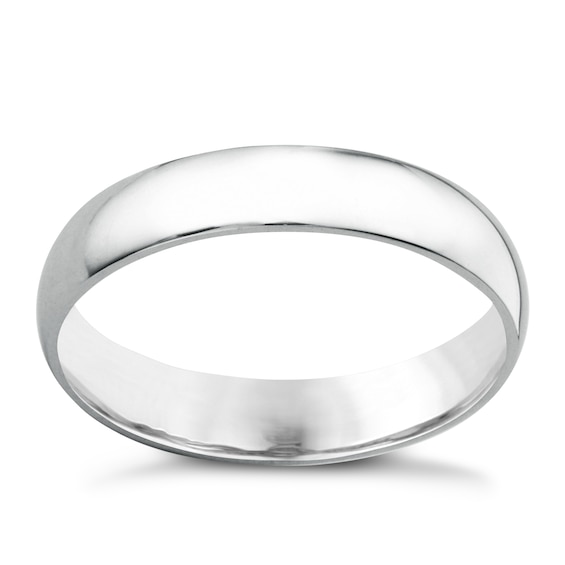 14ct White Gold Extra Heavyweight Court Ring 4mm