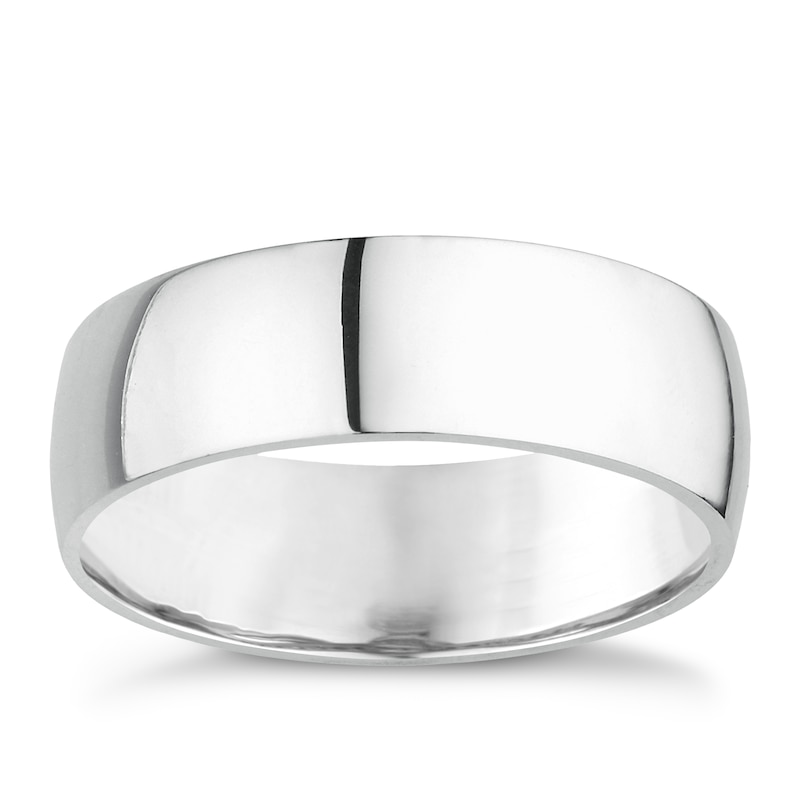 14ct White Gold Extra Heavyweight Court Ring 7mm