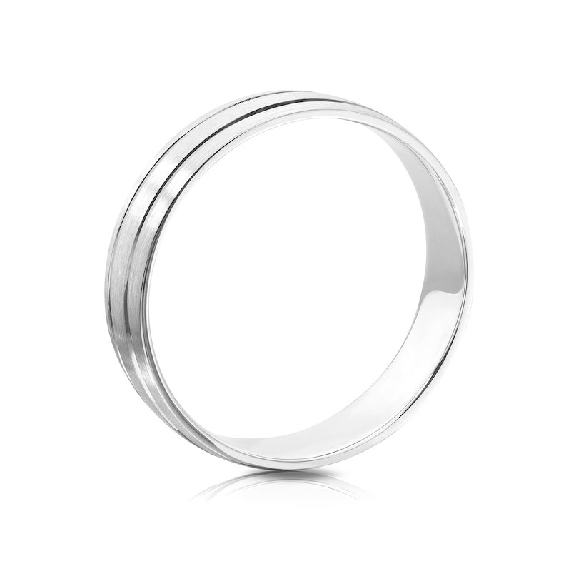 Platinum Double Groove Court Ring 5mm