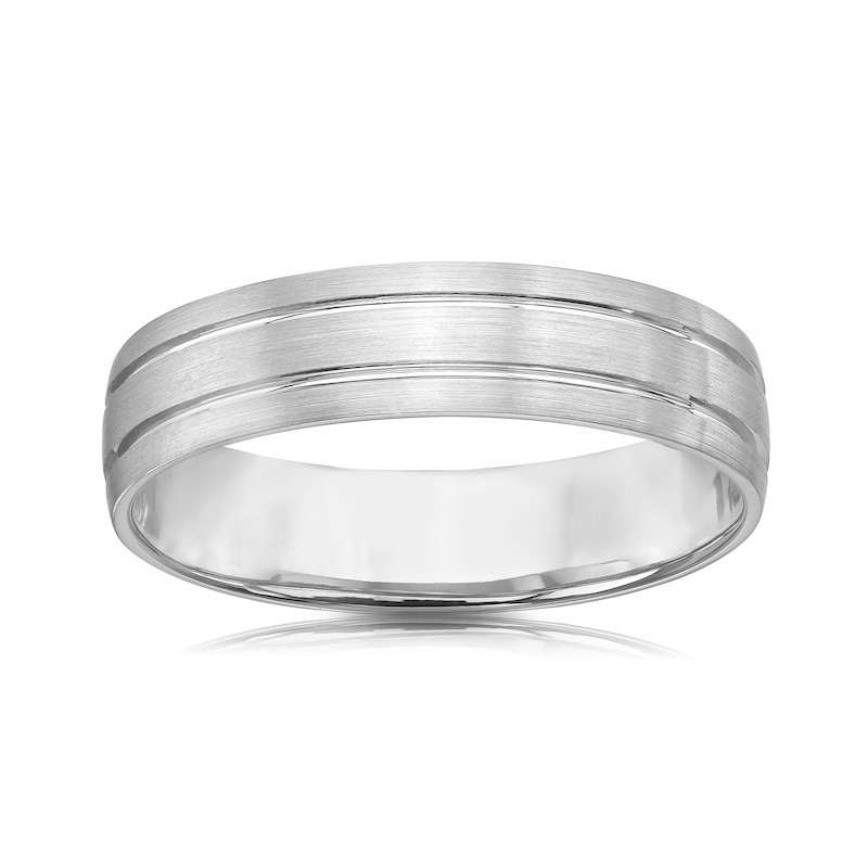 Platinum Double Groove Court Ring 5mm