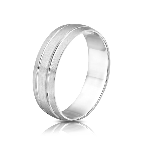 Platinum Double Groove Court Ring 6mm