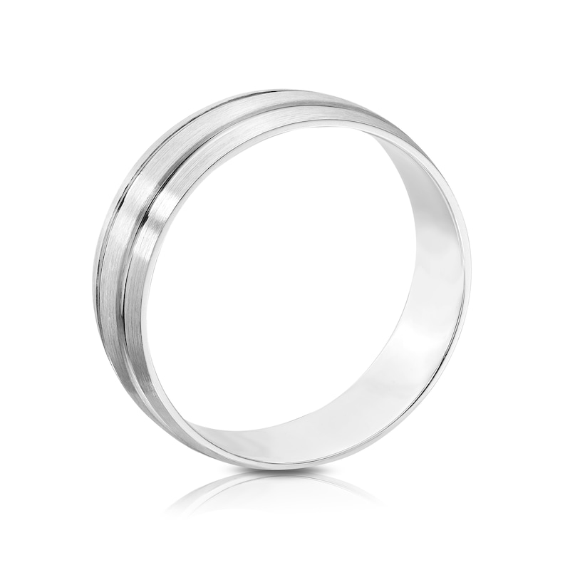 Platinum Double Groove Court Ring 6mm