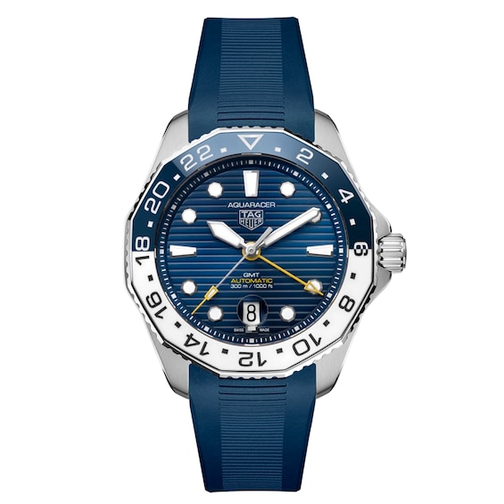 TAG Heuer Aquaracer GMT Blue Rubber Strap Watch