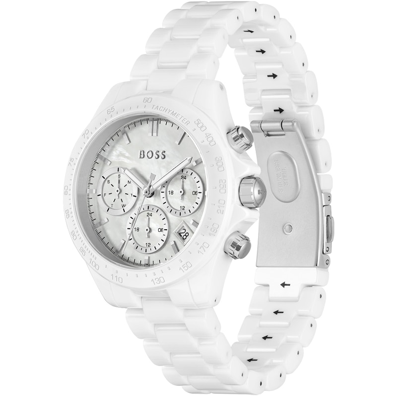 BOSS Novia Ladies' White Ceramic Bracelet Watch