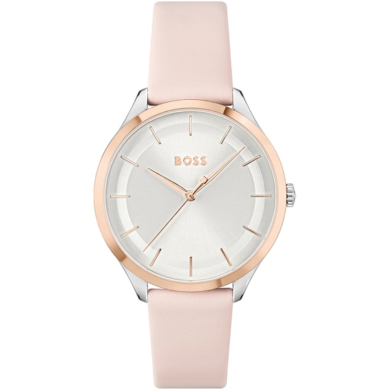 BOSS Pura Ladies’ Pink Leather Strap Watch