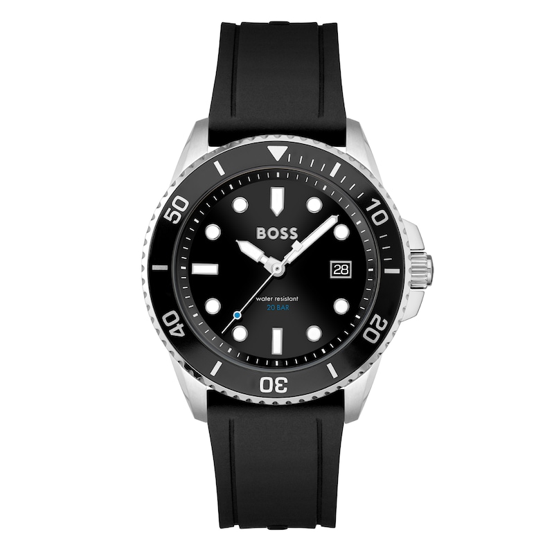 BOSS Ace Men's Black Silicone Strap Watch