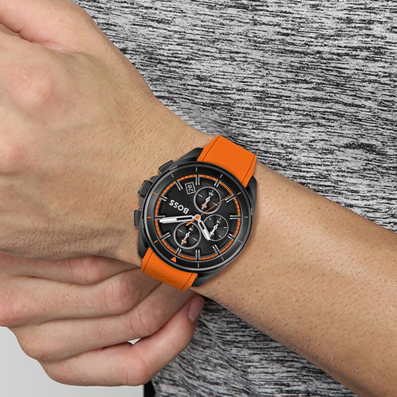 BOSS Volane Men's Orange Silicone Strap Watch
