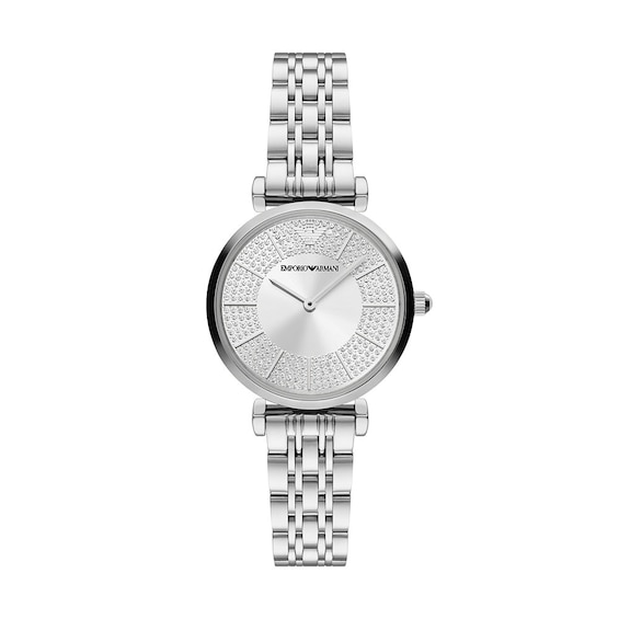 Emporio Armani Ladies Crystal Dial Stainless Steel Bracelet 