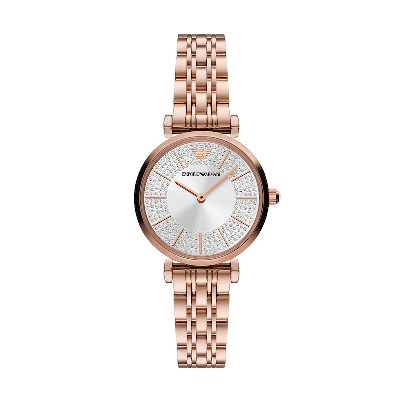 Emporio Armani Ladies' Crystal Dial Rose Gold Tone Bracelet Watch