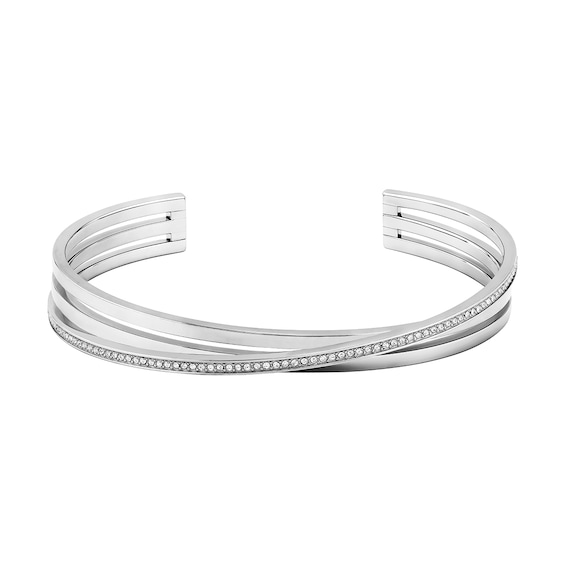 BOSS Saya Stainless Steel and Crystal Bangle