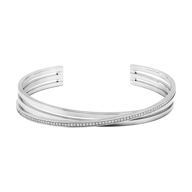 BOSS Saya Stainless Steel & Crystal Bangle